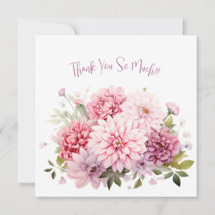 Elegant Pastel Watercolor Flowers Thank You Card