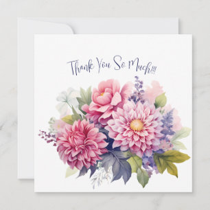 Elegant Pastel Watercolor Flowers Thank You Card