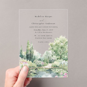 Elegant Pastel Watercolor Garden Wedding Acrylic Invitations