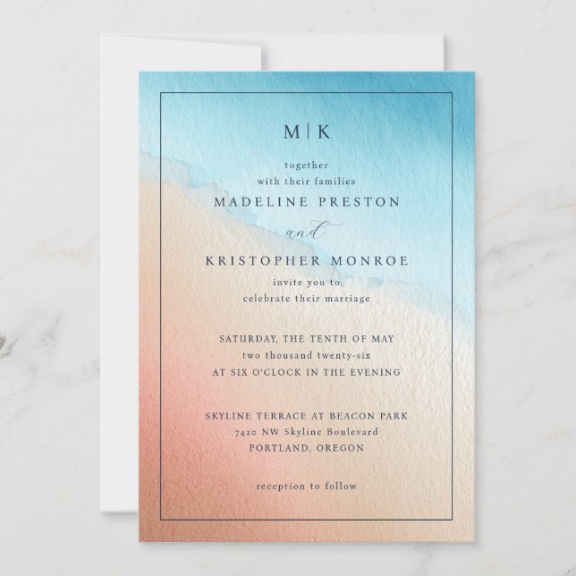 Elegant Pastel Watercolor Gradient Invitation (Front)