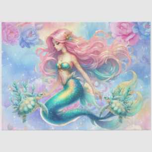 Elegant Pastel Watercolor Mermaid Decoupage Tissue Paper