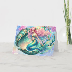 Elegant Pastel Watercolor Mermaid  Note Card