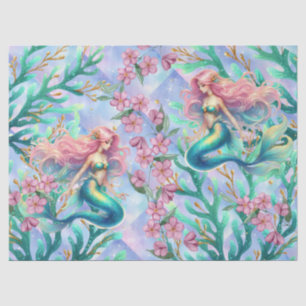 Elegant Pastel Watercolor Mermaids Decoupage Tissue Paper
