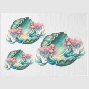 Elegant Pastel Watercolor Mermaids Decoupage  Tissue Paper
