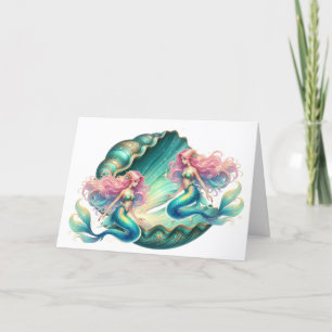 Elegant Pastel Watercolor Mermaids  Note Card