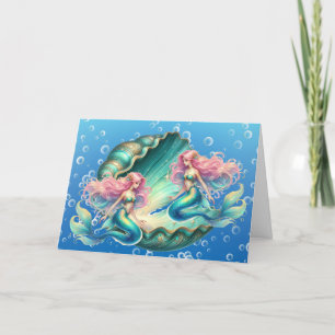 Elegant Pastel Watercolor Mermaids  Note Card