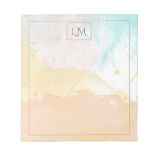 Elegant Pastel Watercolor Monogrammed Notepad