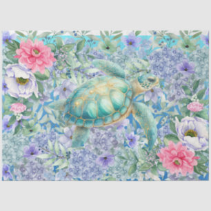 Elegant Pastel Watercolor Sea Turtle Decoupage Tissue Paper