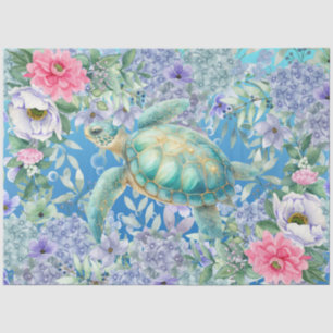 Elegant Pastel Watercolor Sea Turtle Decoupage Tissue Paper