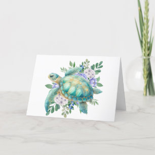 Elegant Pastel Watercolor Sea Turtle Note Card