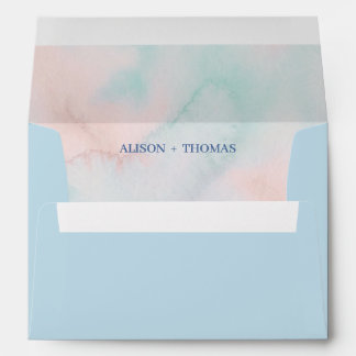 Elegant Pastel Watercolor  | Soft Blush & Aqua Envelope