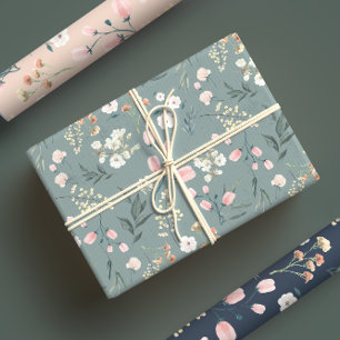 Elegant Pastel Watercolor Wildflower Meadow Wrapping Paper Sheet