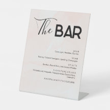 Elegant Pastel Wedding Drinks Bar Menu