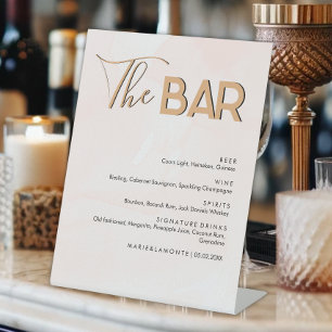 Elegant Pastel Wedding Drinks Bar Menu Pedestal Sign