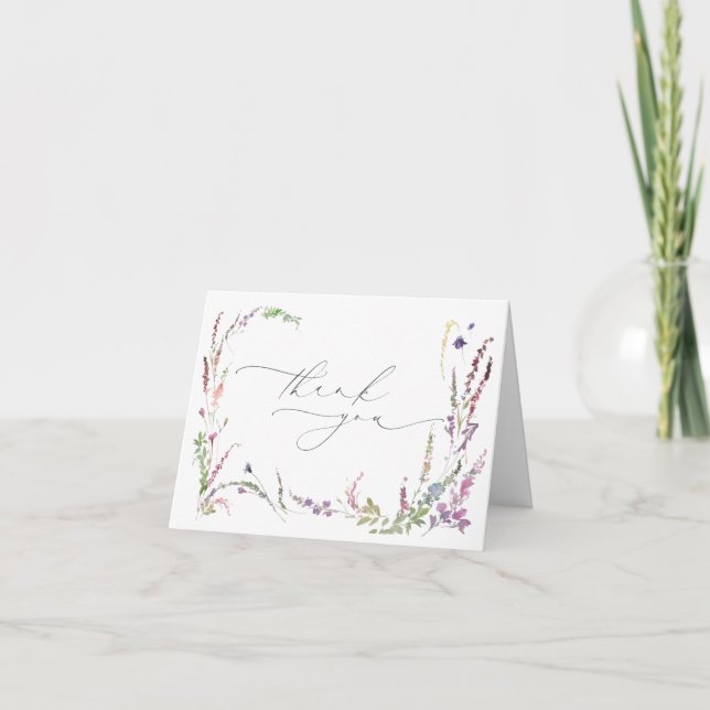 Elegant Pastel Wildflower Baby Shower Thank You Card (Front)