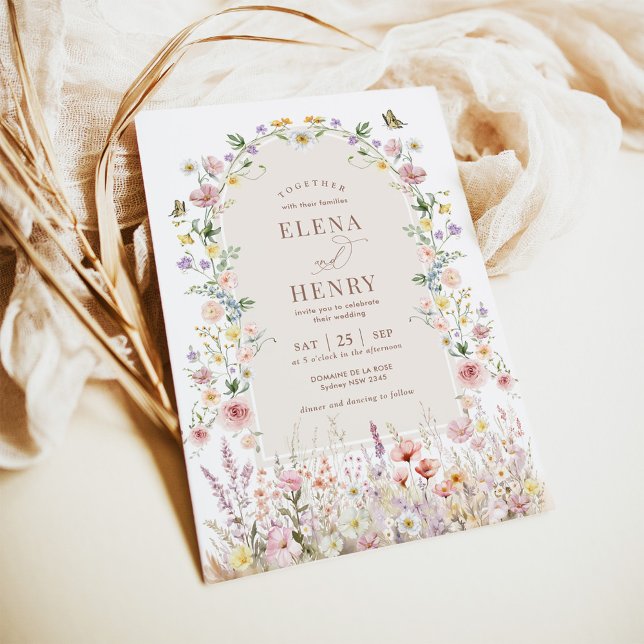 Elegant Pastel Wildflower Backyard Garden Wedding Invitation (Creator Uploaded)