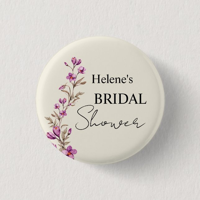 Elegant Pastel Wildflower Boho Bridal Shower 3 Cm Round Badge (Front)
