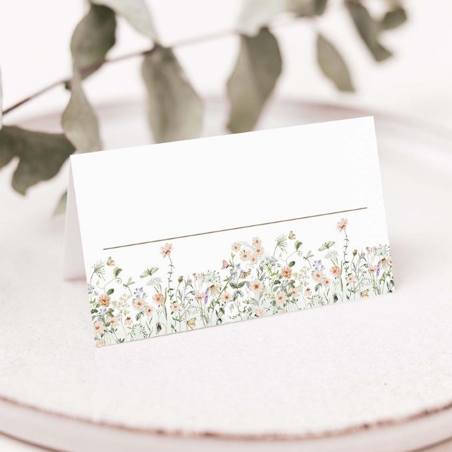 Elegant Pastel Wildflower Meadow Floral Wedding Place Card (Creator Uploaded)