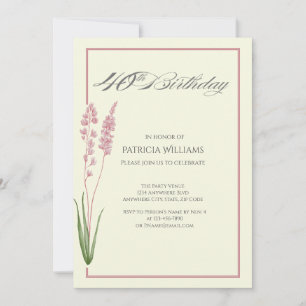 Elegant Pastel Wildflower Woman''s 40th Birthday Invitation