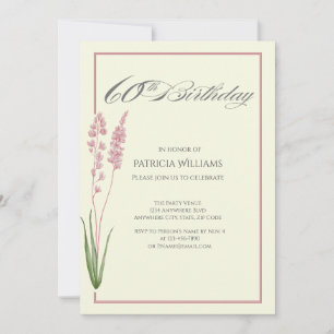 Elegant Pastel Wildflower Woman''s 60th Birthday Invitation