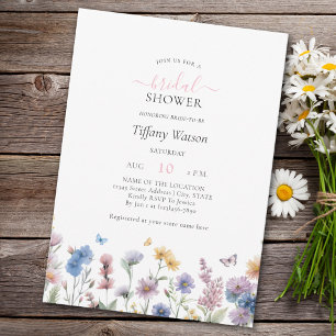Elegant Pastel Wildflowers Greenery Bridal Shower Invitation
