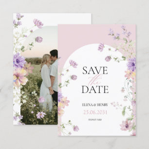 Elegant Pastel Wildflowers Wedding Save the Date Invitation