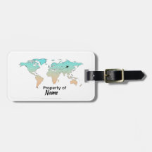 Elegant Pastel World Map Luggage Tag