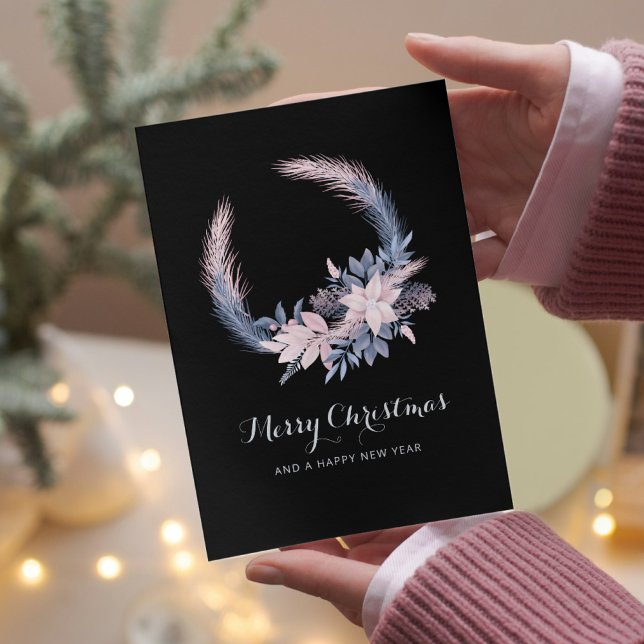 Elegant Pastel Wreath Christmas Non Photo Holiday Card (Creator Uploaded)