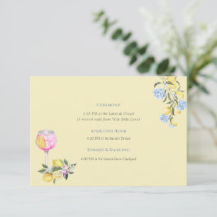 Elegant Pastel yellow Lemons Wedding Information Enclosure Card