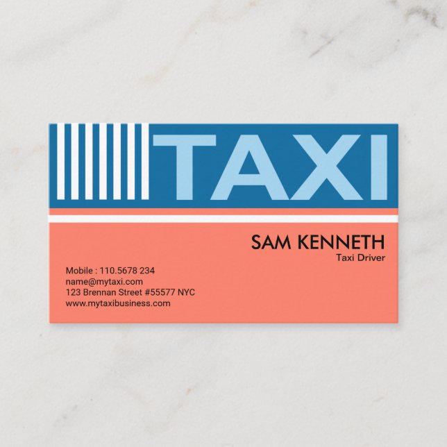 Elegant Pastels Simple Taxi Signage Taxi Driver Business Card (Front)