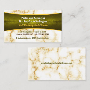 Elegant Pastor and First Lady Marble Church Business Card