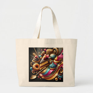 Elegant Pastry & Baking Themed، Perfect for Bakers Large Tote Bag