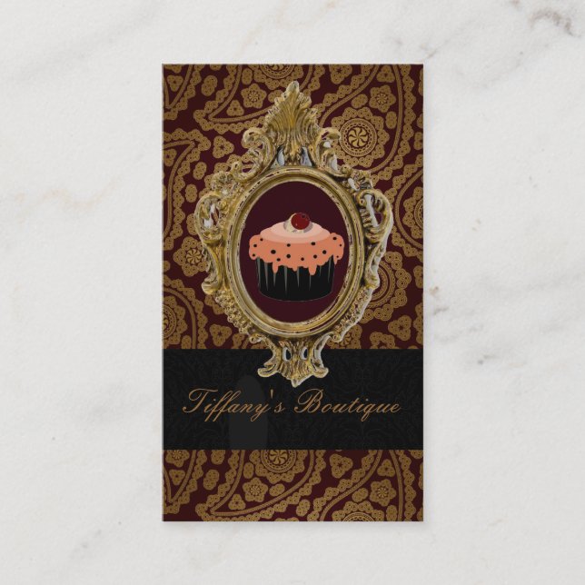 elegant pastry chef bakery baker cupcake business card (Front)