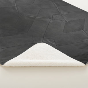 Elegant Patchwork Pattern Dark Grey Black Leather Sherpa Blanket