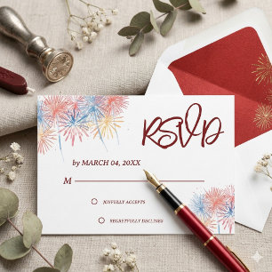 Elegant Patriotic 4th of July Wedding RSVP Card