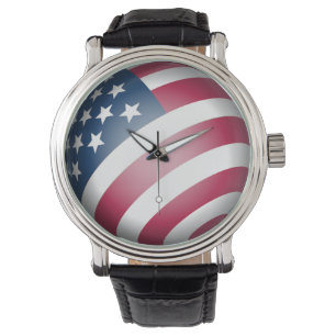 Elegant Patriotic American Flag in 3D Globe Design Watch