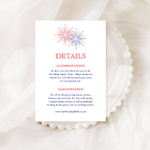 Elegant Patriotic Fireworks Wedding Guest Details Enclosure Card