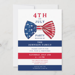 Elegant Patriotic Red White Blue 4th Of July Party Invitation