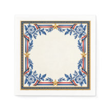 Elegant Patriotic Red White & Blue Floral Bow