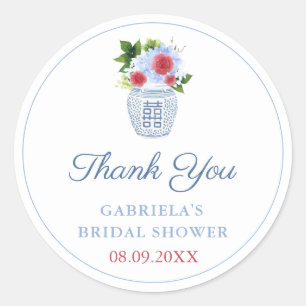 Elegant Patriotic Wedding Shower Thank You Favour Classic Round Sticker