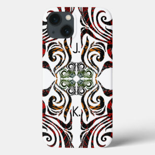 Elegant Pattern and your Initials  iPhone 13 Case