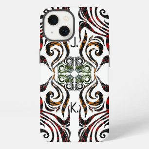 Elegant Pattern and your Initials iPhone 13 Case