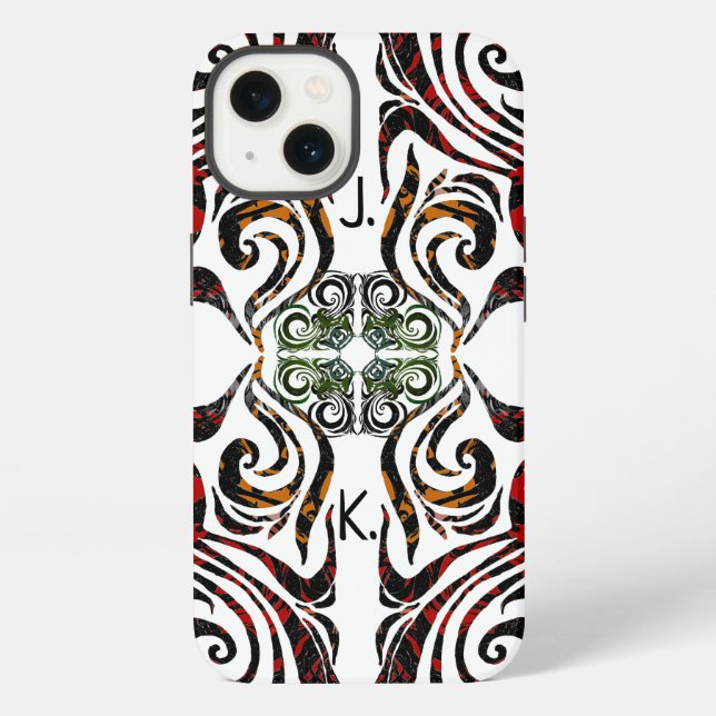 Elegant Pattern and your Initials  iPhone Case (Back)