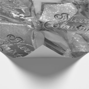 Elegant Pattern Faux Silver Gray Merry Christmas Wrapping Paper