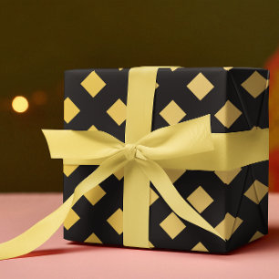 Elegant Pattern Geometric Black & Gold  Wrapping Paper