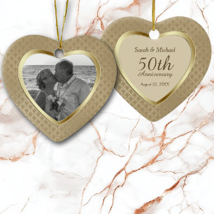 Elegant Pattern Golden Anniversary Ornament