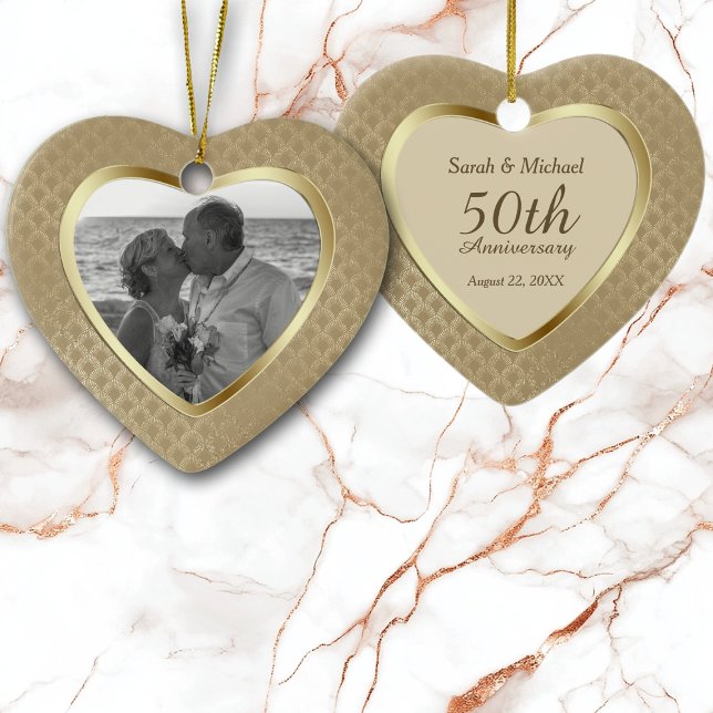 Elegant Pattern Golden Anniversary Ornament (Creator Uploaded)