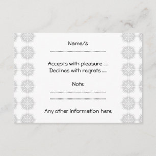 Elegant pattern, light grey and white. RSVP card