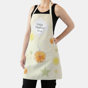 Elegant Pattern Oranges and Stars On Beige Apron