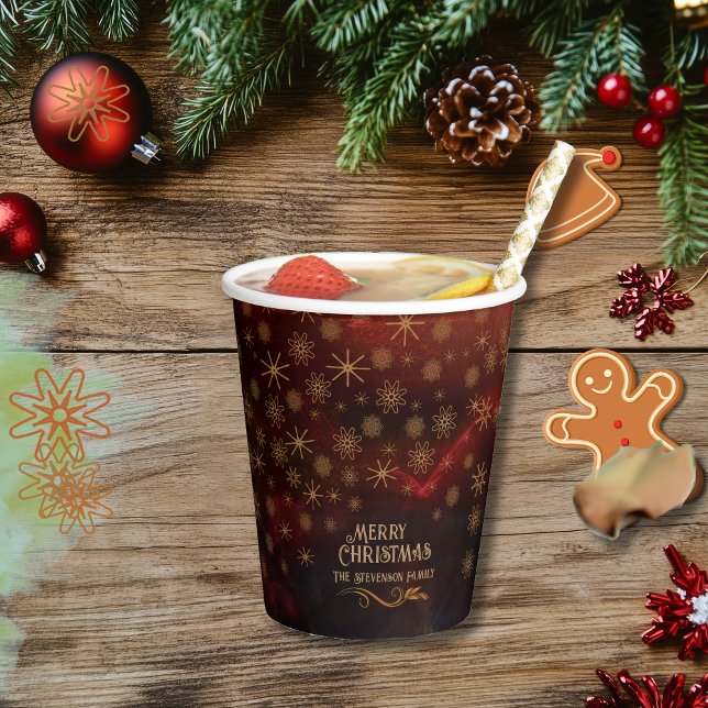 Elegant Pattern RED GOLD Merry Christmas Paper Cups (Elegant Pattern RED GOLD Merry Christmas Paper Cups)